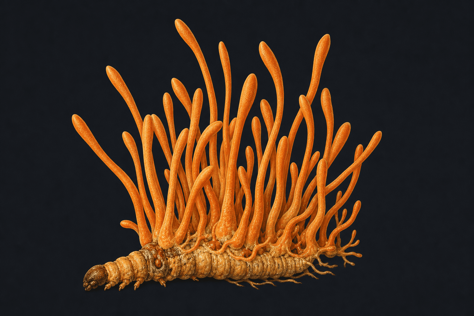 Cordyceps militaris 식물 도해 스타일